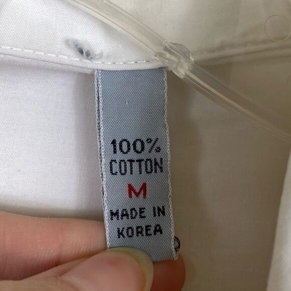 Vintage White Pintucked Floral Embroidered Long Sleeve Button Up Shirt - Picture 5 of 7